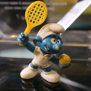 Smurf smurf 20093 tennis player racket white w. germany 6,5cm figure toy Vintage